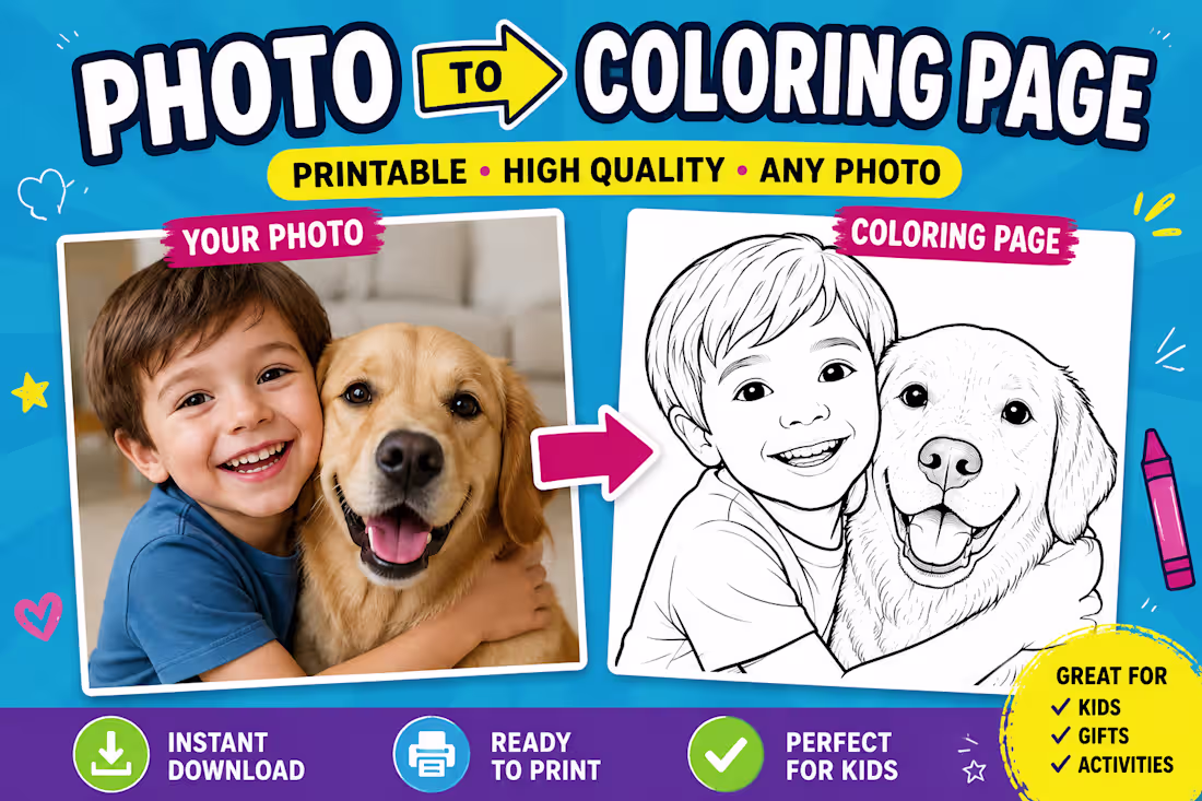 Cover image for I will turn your photo into a printable coloring page