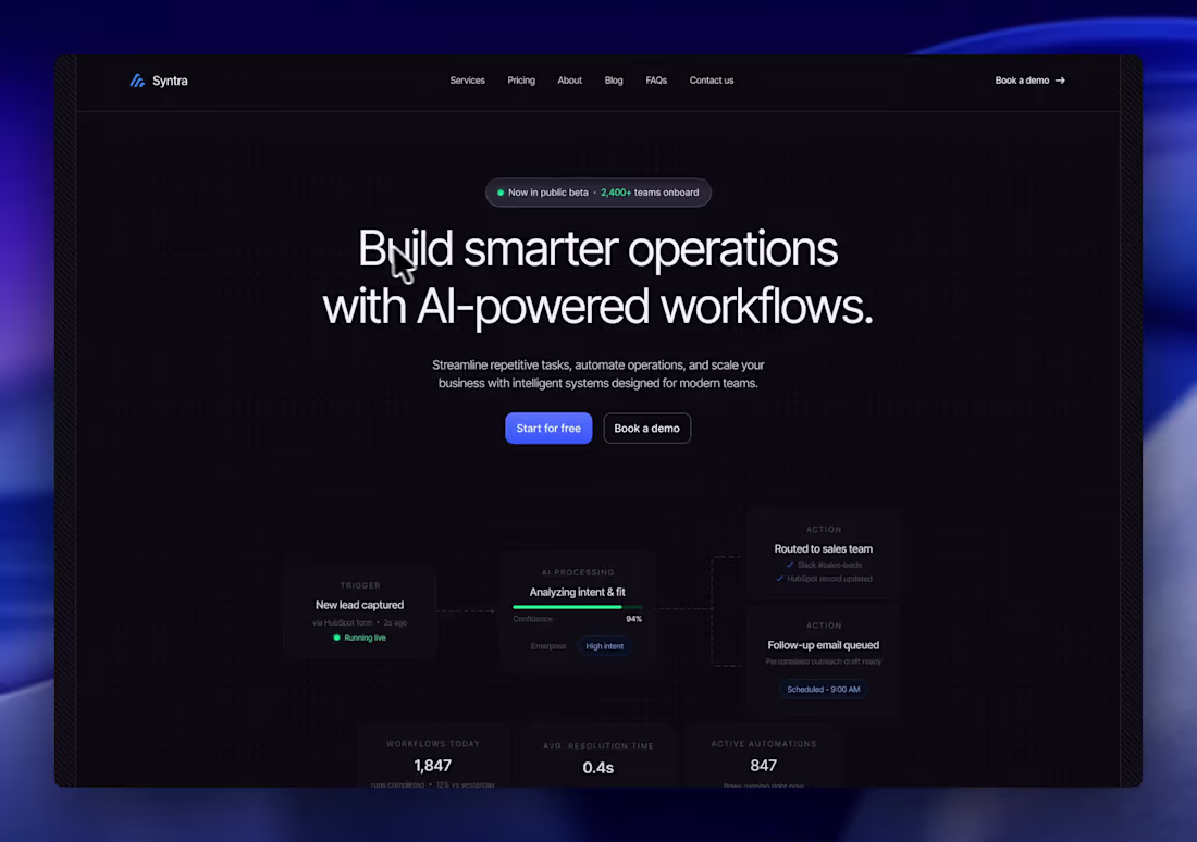 Cover image for Syntra — Modern SaaS &