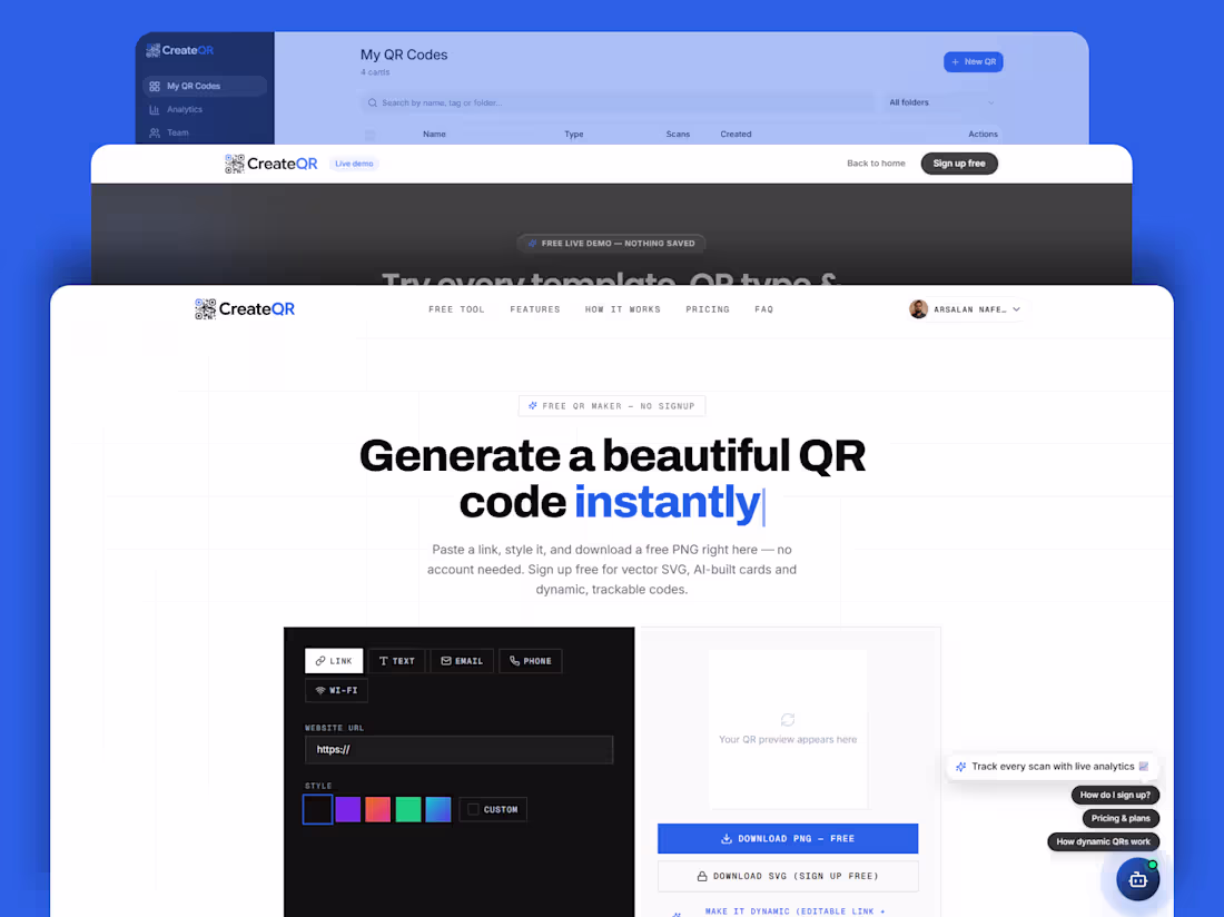 Cover image for CreateQR (createqr.site (https://www.createqr.site/)) is an