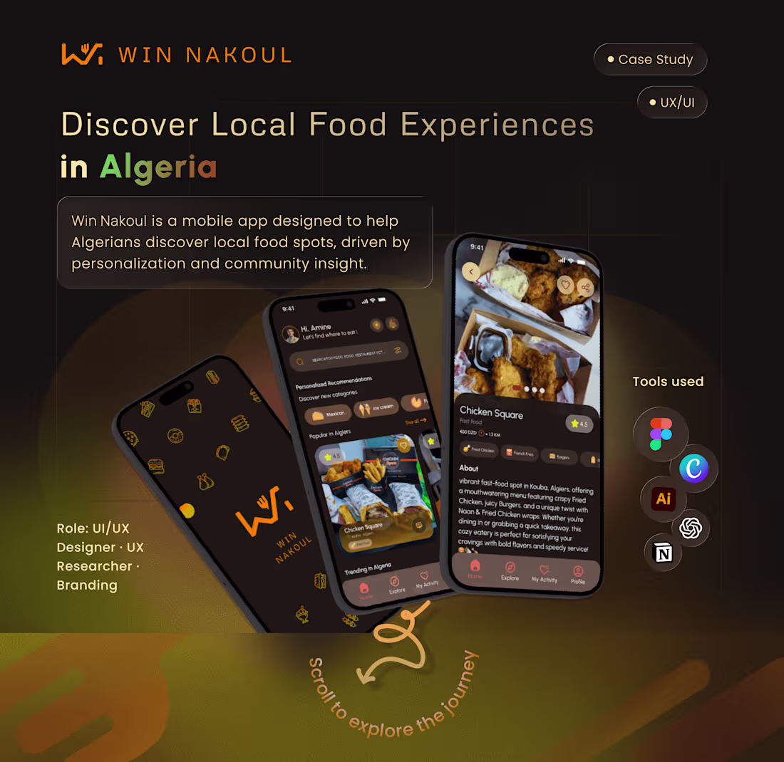 Cover image for Win Nakoul: UX Case Study for Food Discovery in Algeria