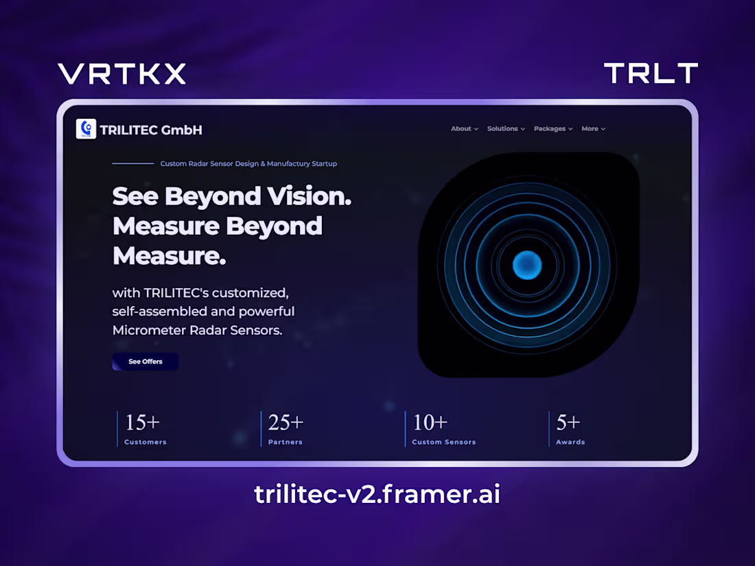 Cover image for Branded Landing Page ✦ TRLT 🔹 EU Tech Startup – Radar Sensors