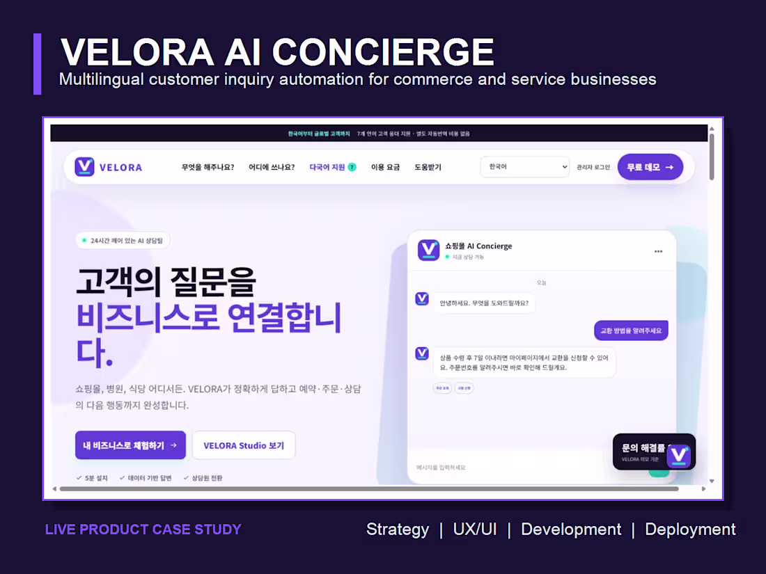 Cover image for VELORA: Multilingual AI Customer Inquiry Platform