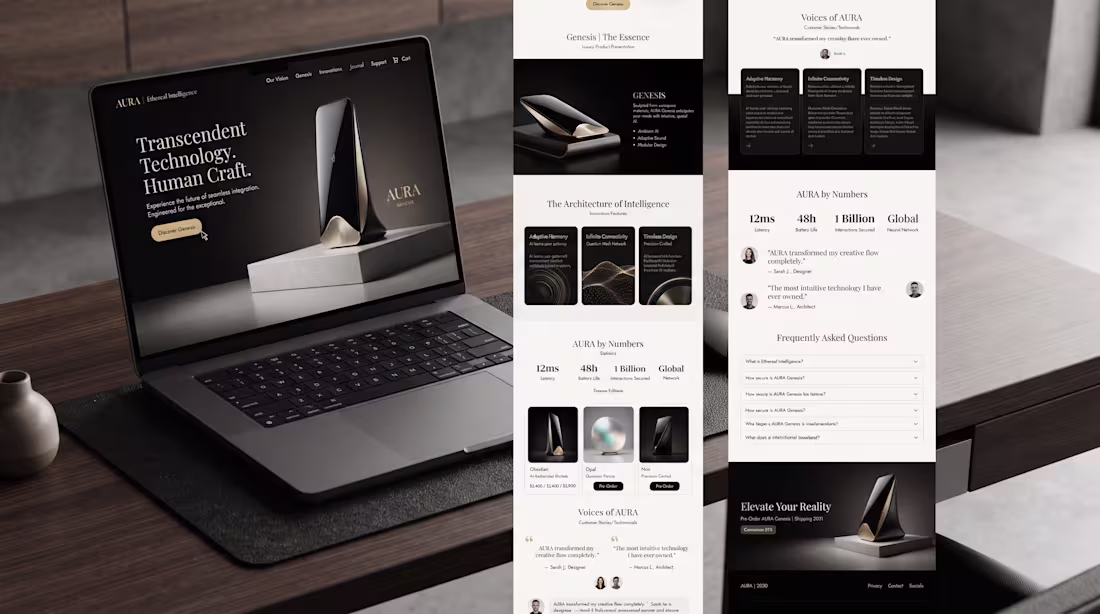Cover image for Luxury Technology Landing Page UI/UX Design, Premium Hardwar...