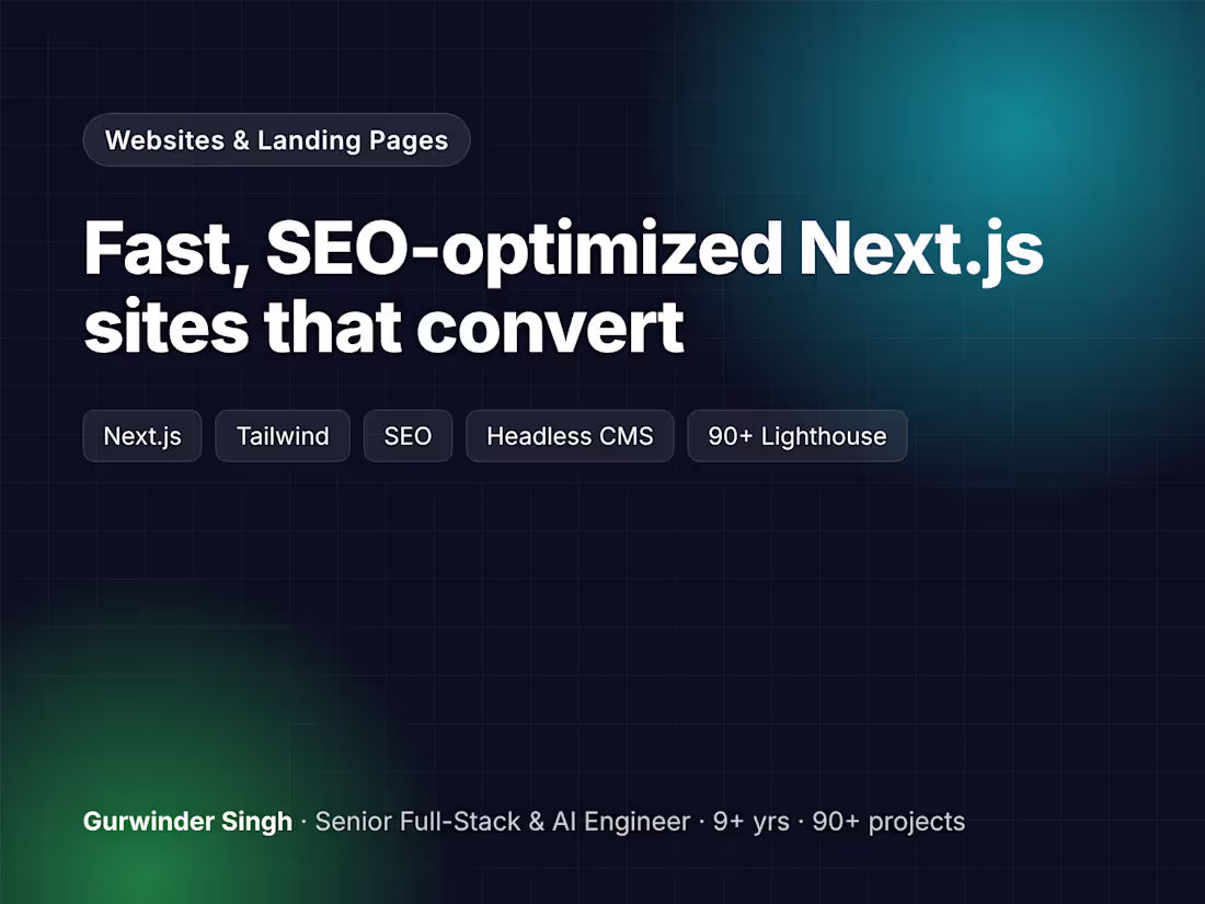 Cover image for Fast, SEO-Optimized Next.js Website or Landing Page