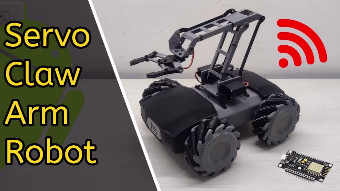 Cover image for Servo Claw Mechanical arm robot | Mecanum wheel | WiFi Based - …