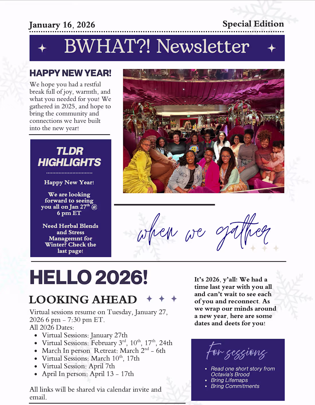 Cover image for Newsletter for cohort.