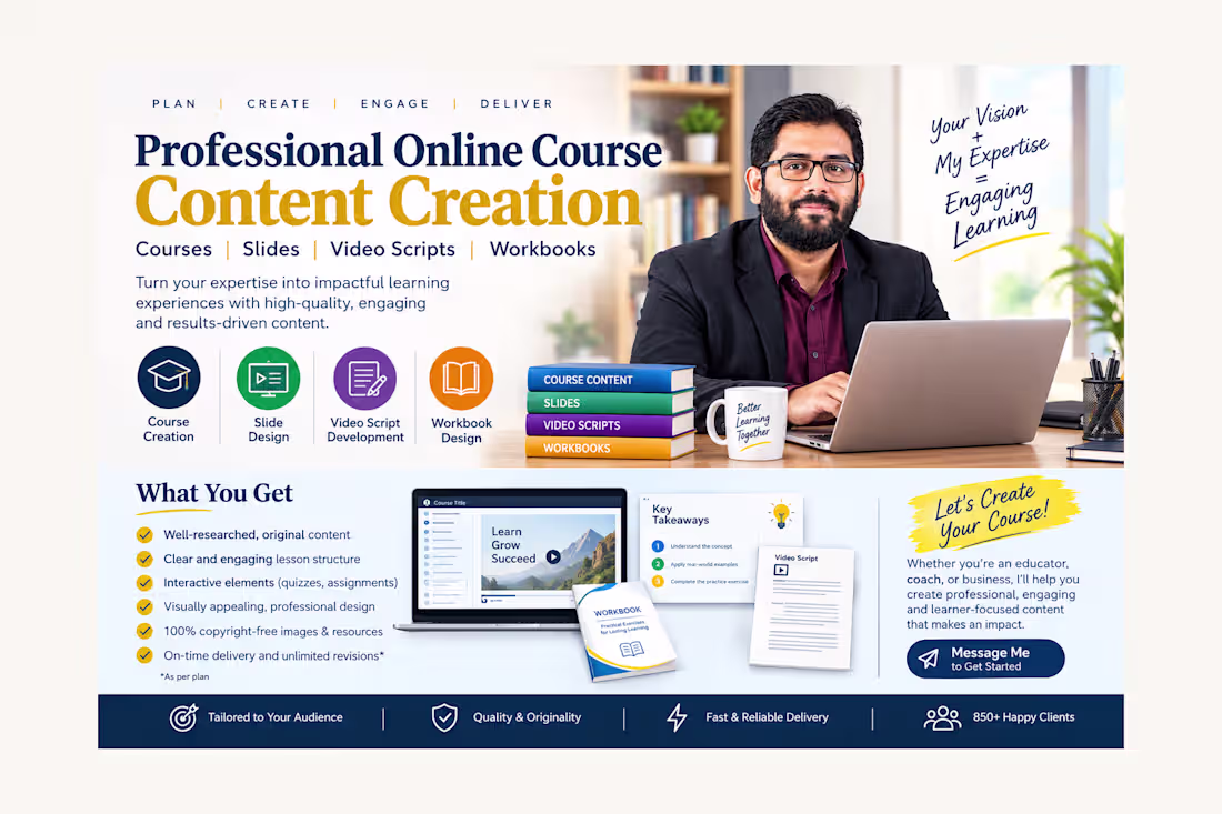 Cover image for Online Course Content, Slides, Scripts & Workbooks