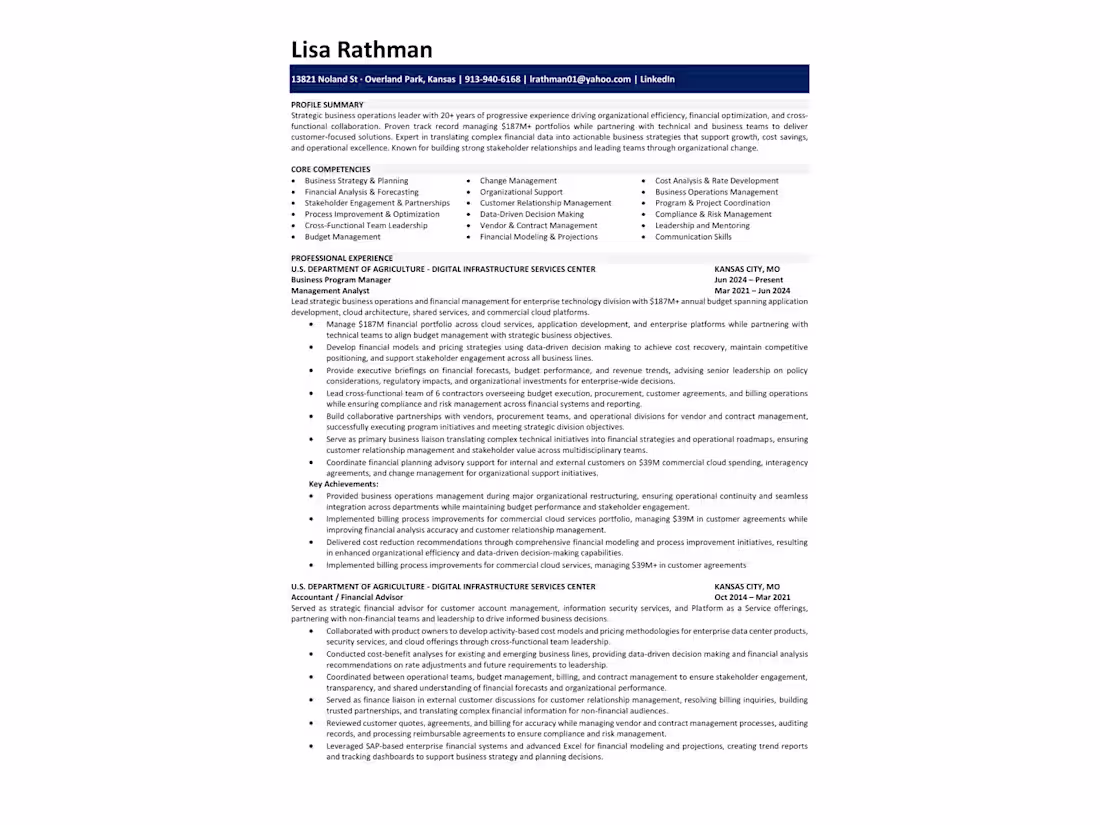 Cover image for I revamped the Business Program Manager’s resume by highligh...