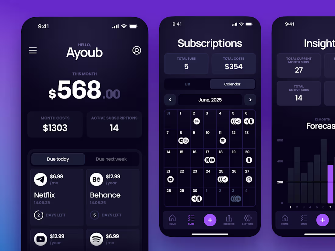 Cover image for UI UX Design for iOS Mobile App | Nexpend: Subscription Manager