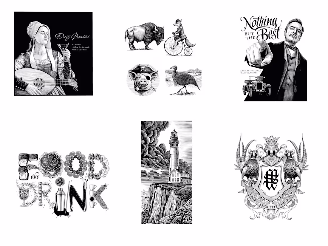 Cover image for Custom Engraving Illustration for Brands, Packaging & Editorial
