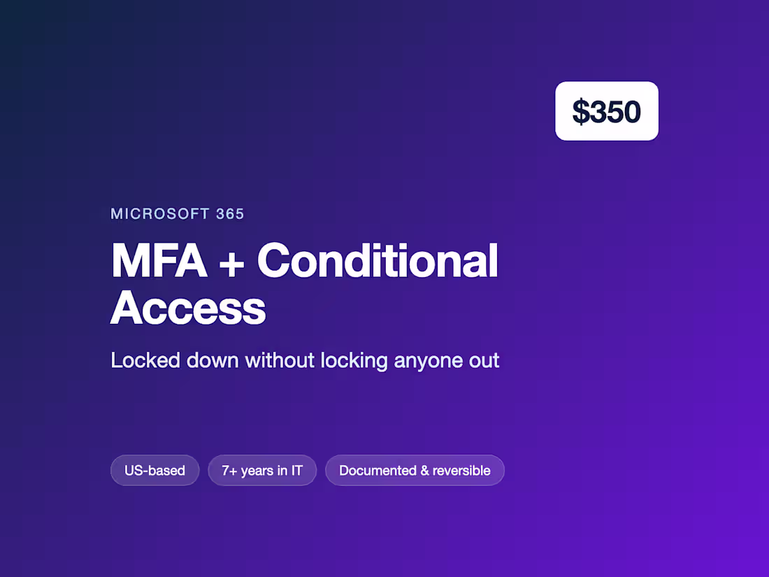 Cover image for MFA & Conditional Access Setup for Microsoft 365