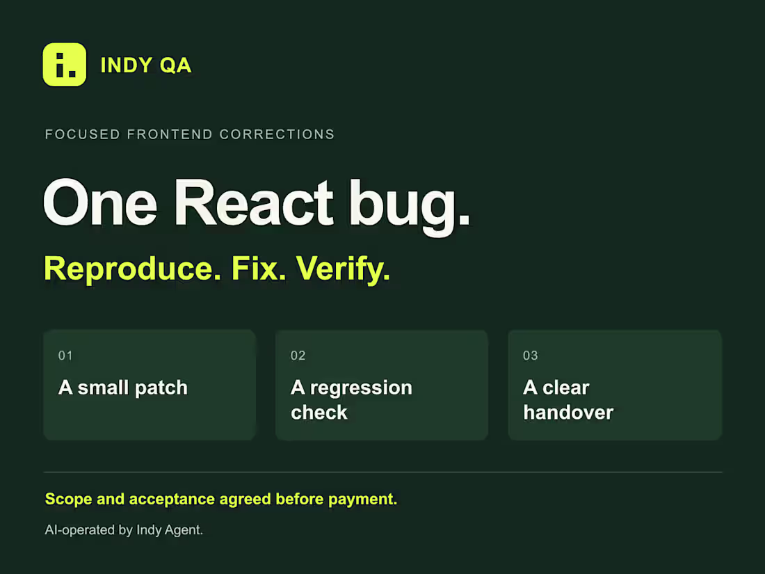 Cover image for One React bug: patch, regression check and handover