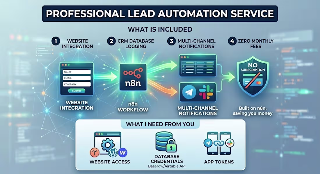 Cover image for Advanced Lead Automation: Website ➡️ CRM/Database ➡️ Telegram