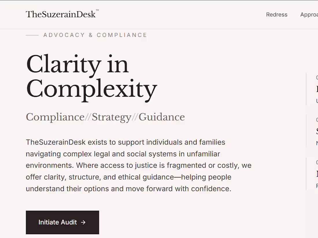 Cover image for The Suzerain Desk — Compliance