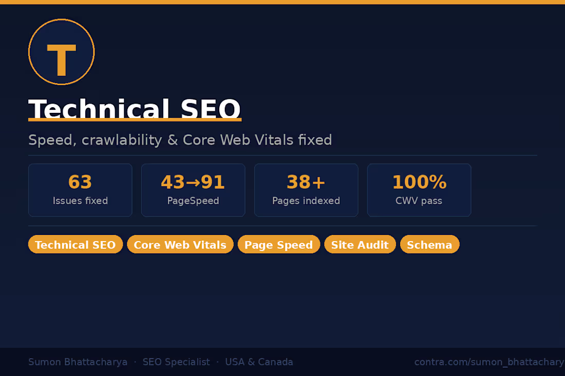 Cover image for Technical SEO Audit & Fix - Speed, Crawlability & Core Web Vital