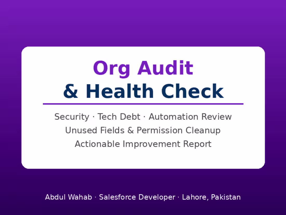 Cover image for Salesforce Org Audit & Health Check