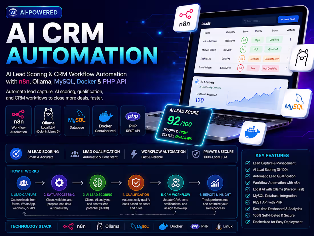 Cover image for AI CRM Automation Platform
Built an