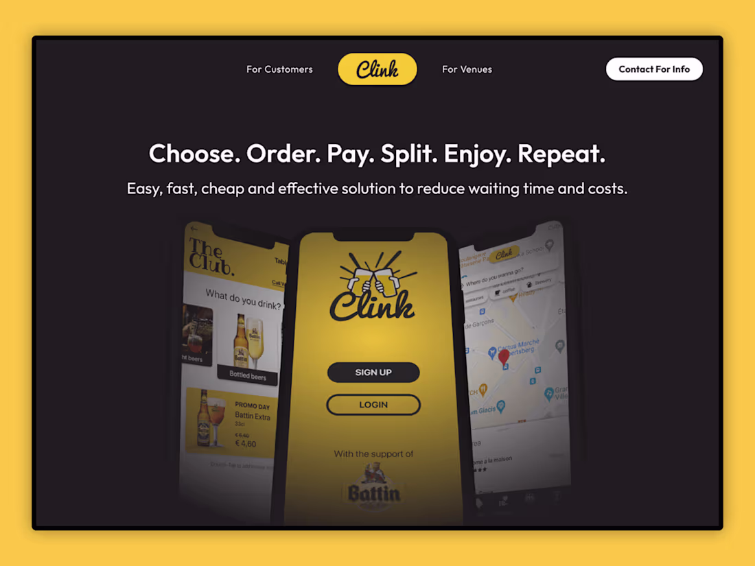 Cover image for Clink. Choose. Order. Pay. Split. Enjoy. Repeat.