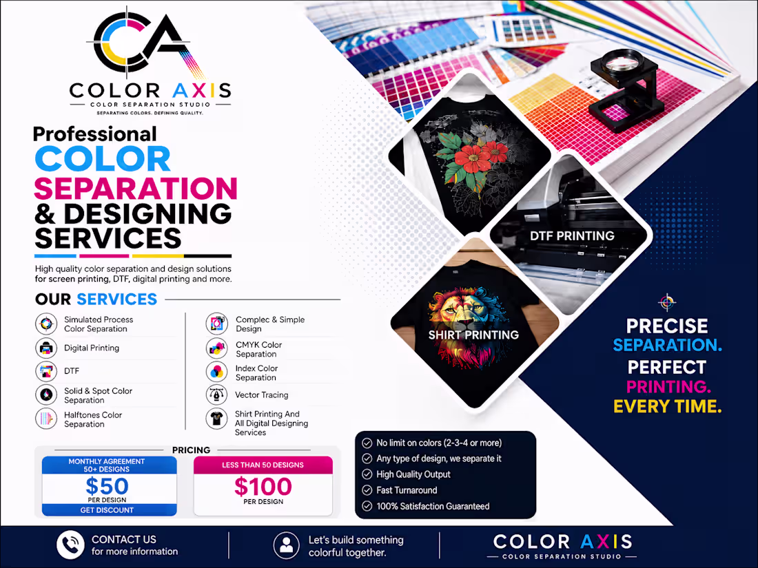 Cover image for I will expert photo color separation,dtf,cmyk, simulated process