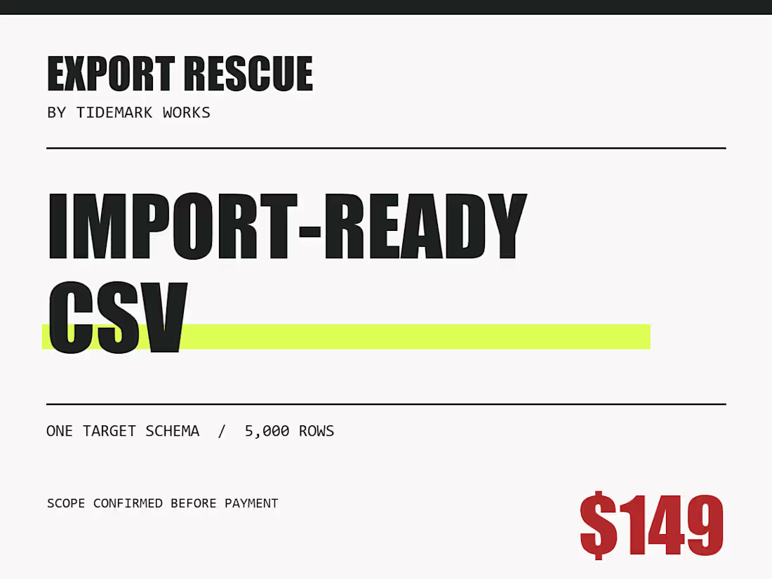 Cover image for Import-ready CSV mapped to your schema
