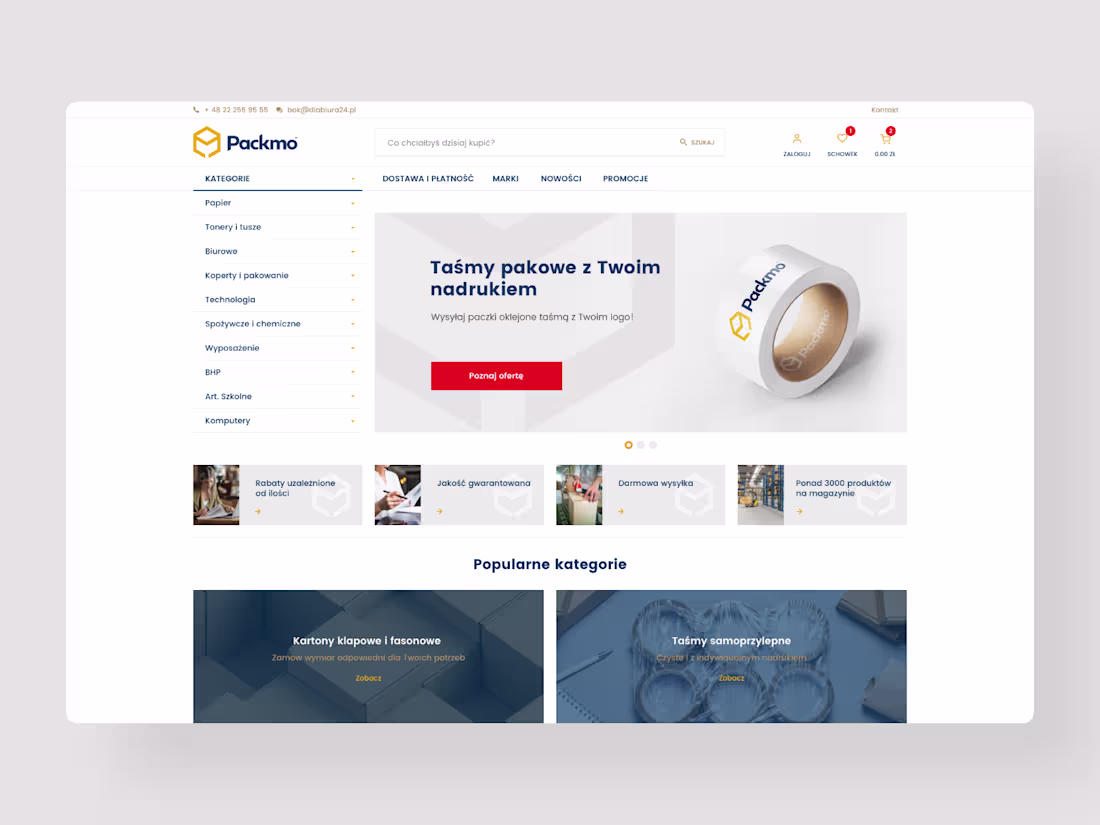 Cover image for Branding and e-commerce website for packaging wholesaler