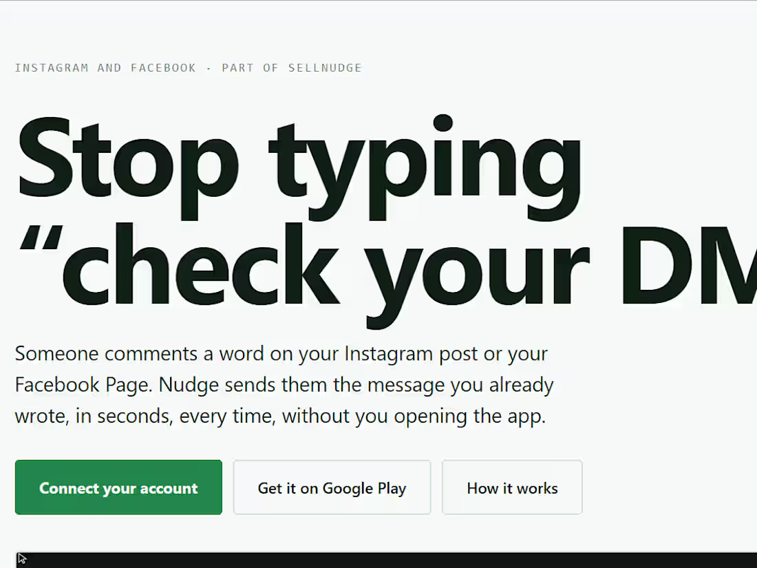 Cover image for Nudge : comment to dm tool for IG and FB