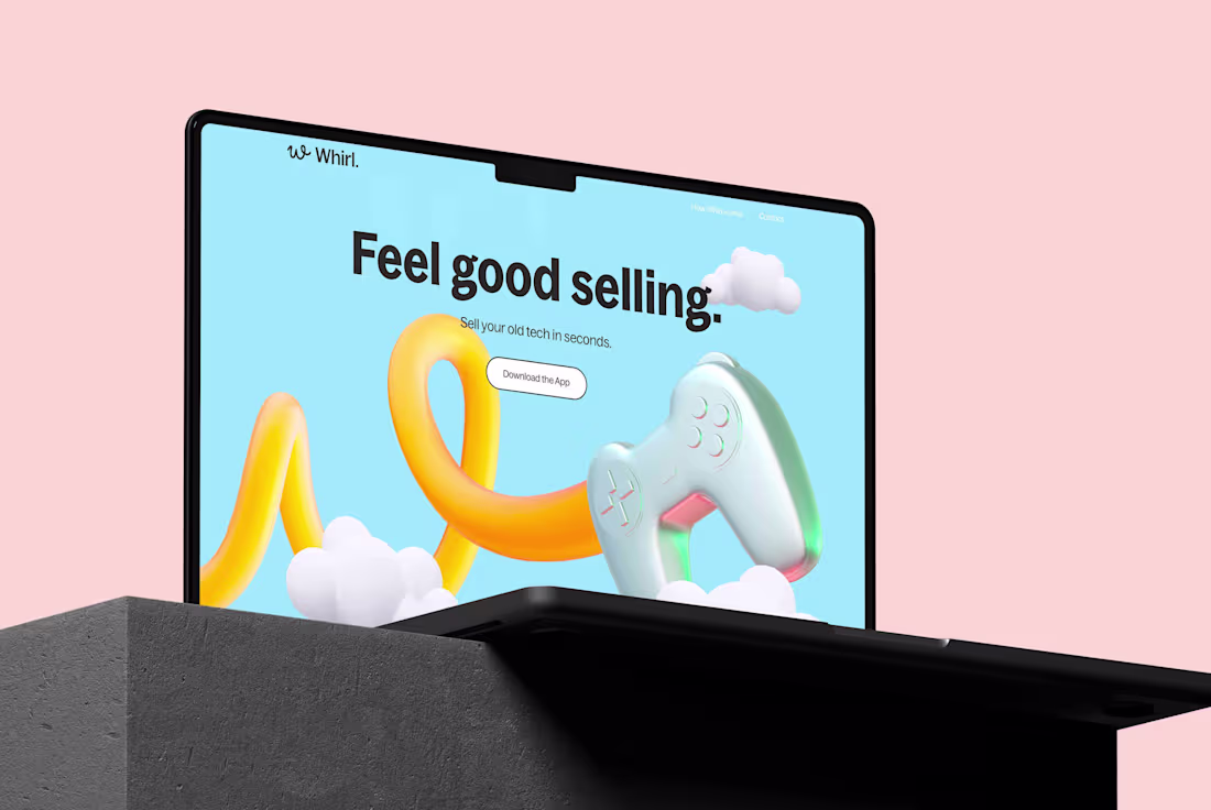 Cover image for Name & brand identity for electronics market-place Whirl.