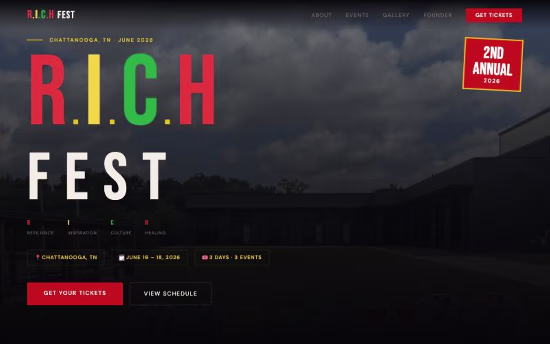 Cover image for R.I.C.H. Fest: festival website with
