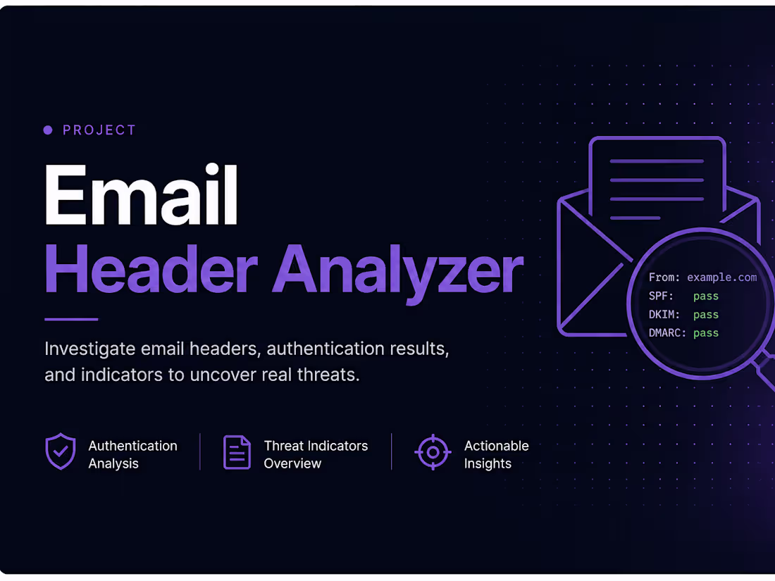 Cover image for Email Header Analyzer
Description:

An email security
