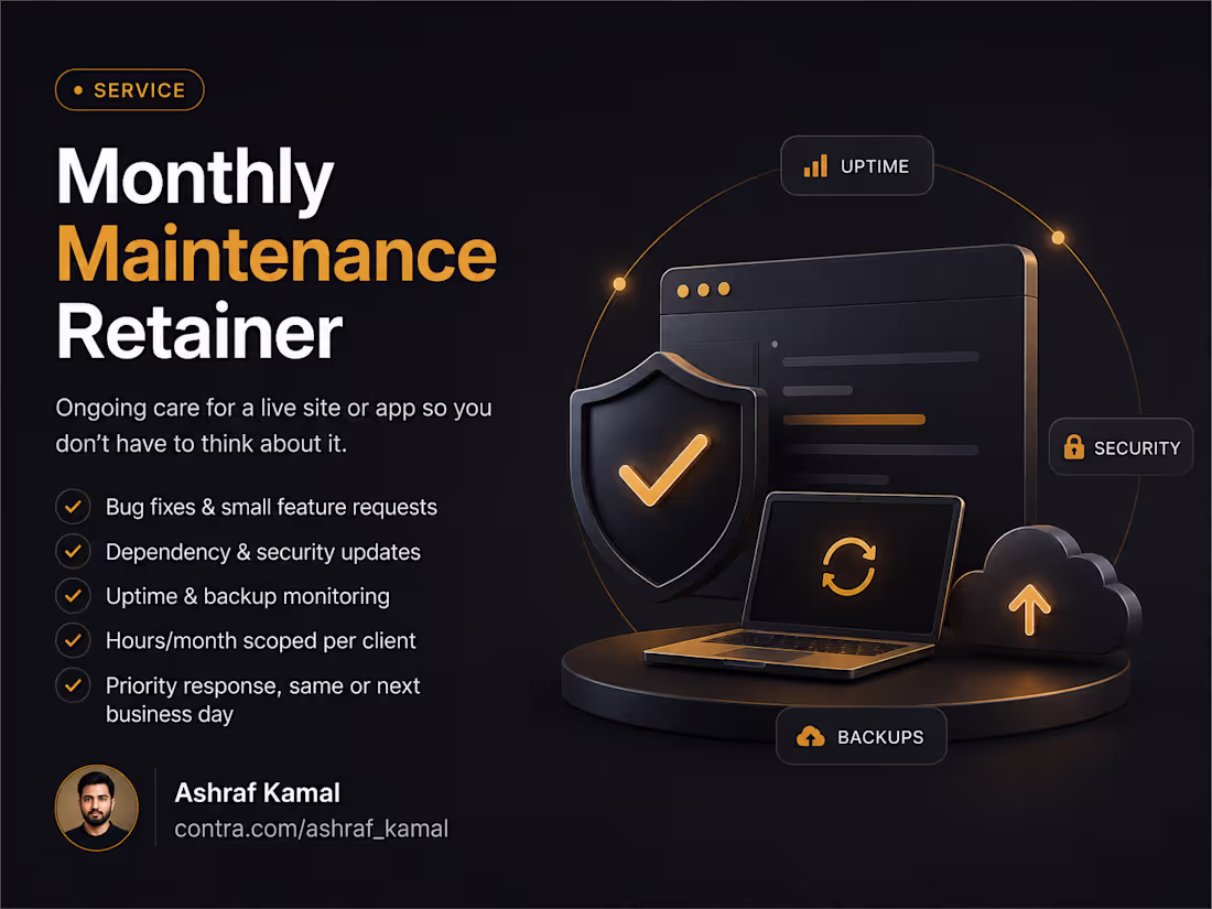 Cover image for Monthly Maintenance Retainer