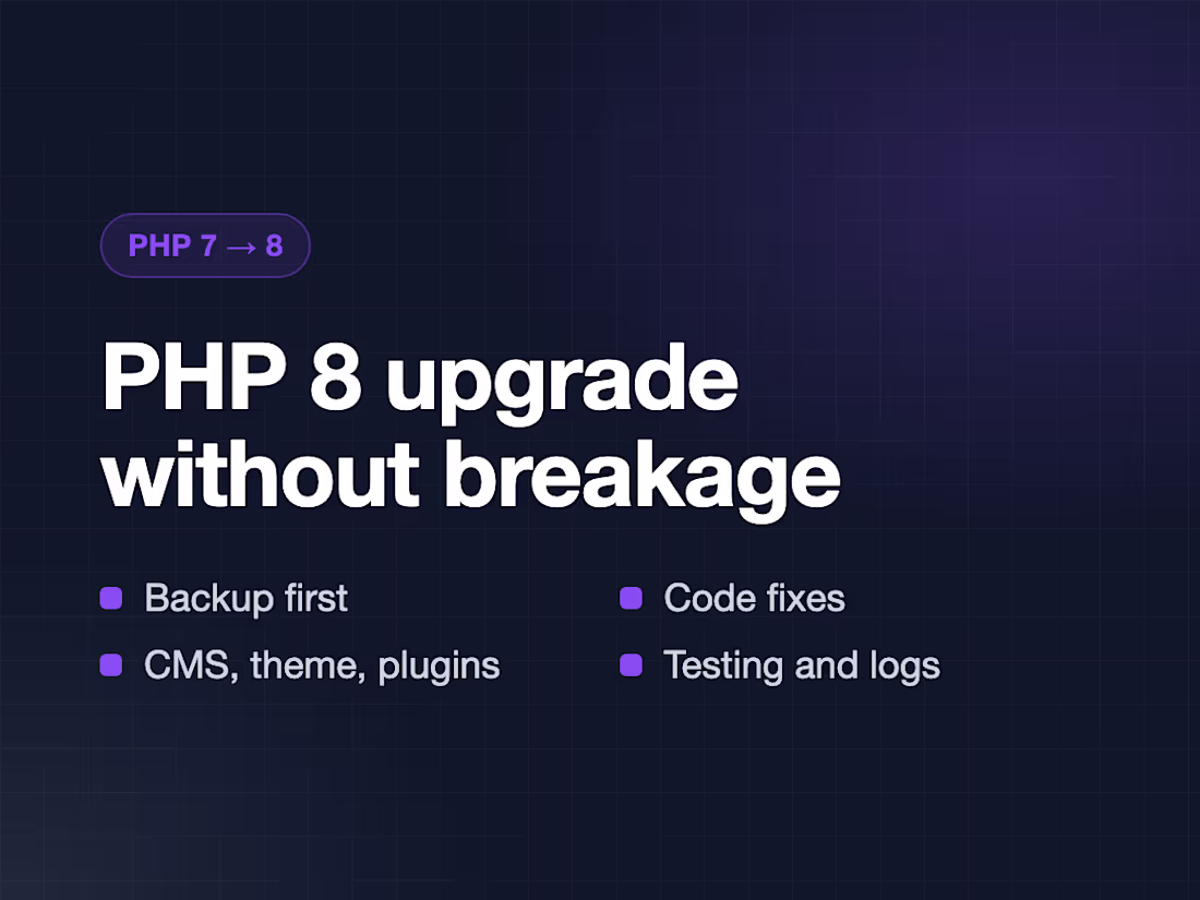 Cover image for PHP 7 to PHP 8 upgrade for your site