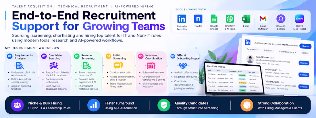 Cover image for I provide end-to-end recruitment support