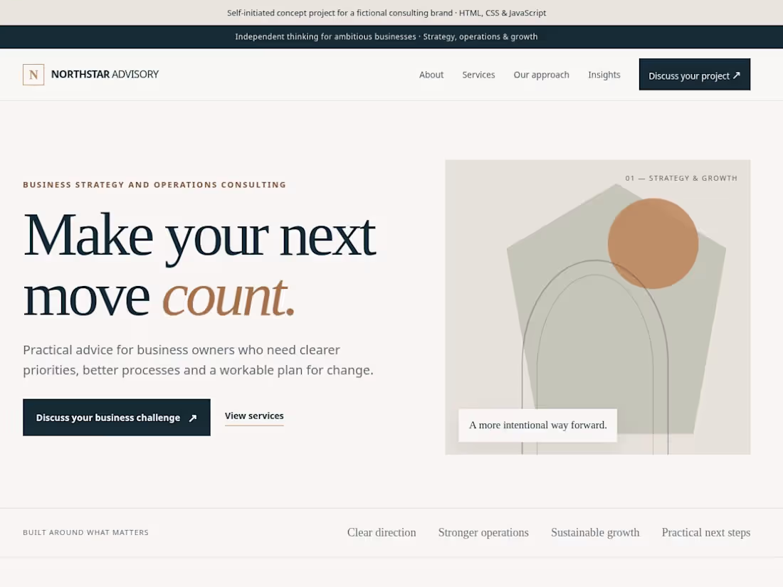 Cover image for Northstar Advisory — Responsive Business Website Concept