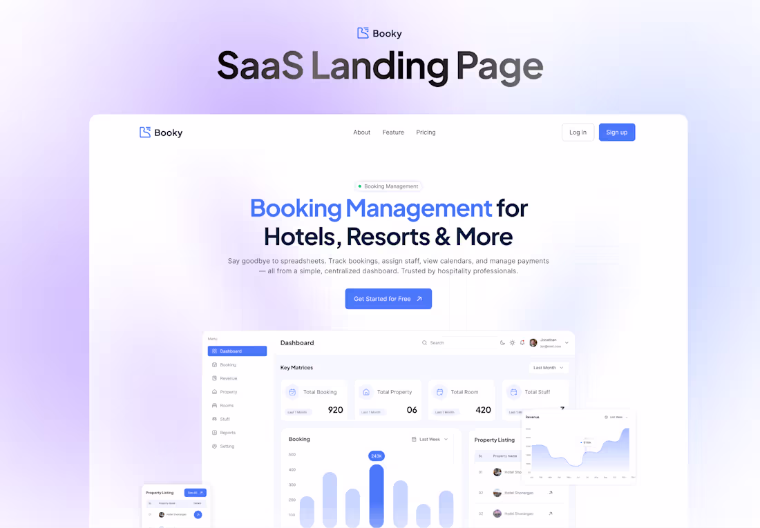 Cover image for Booking management SaaS Landing Page