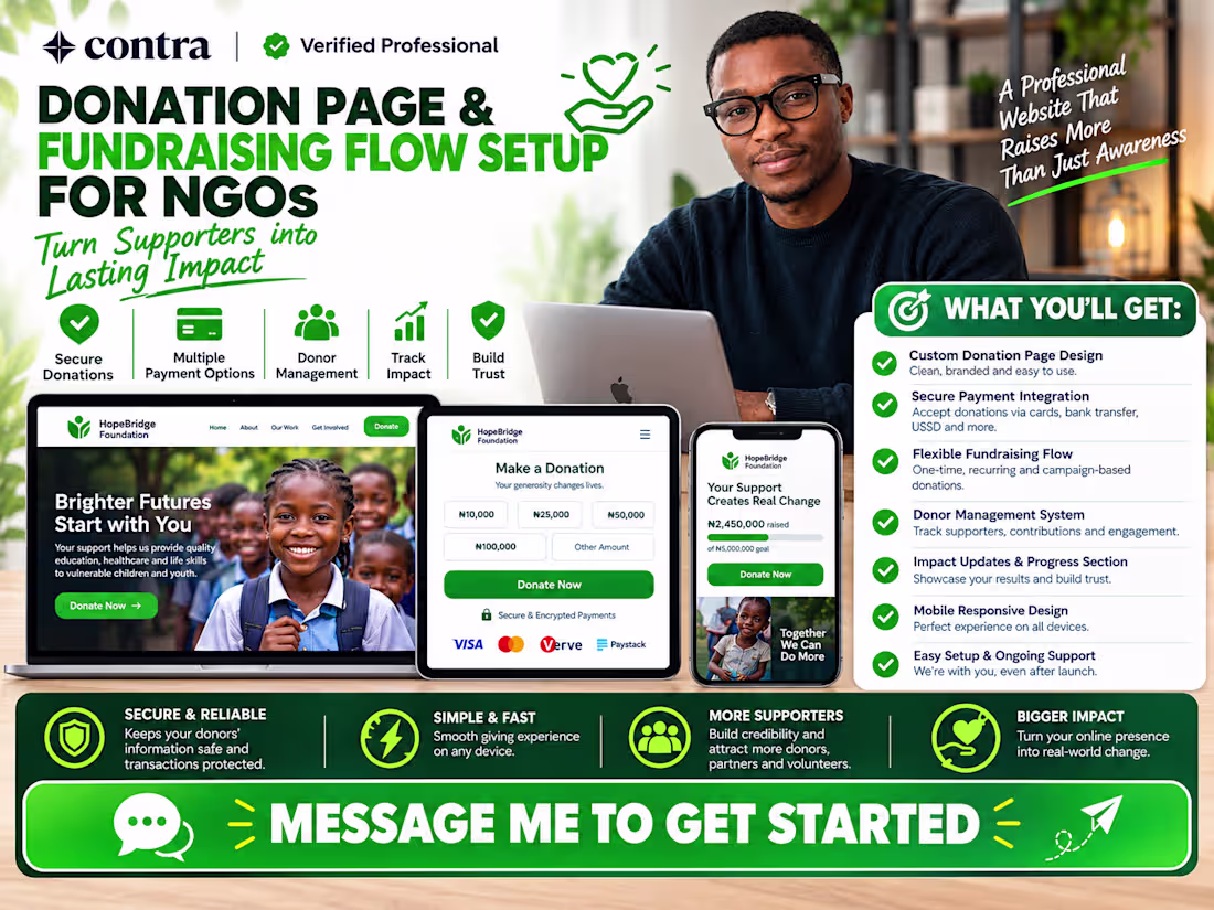 Cover image for NONPROFIT DONATION/FUNDRAISING SETUP