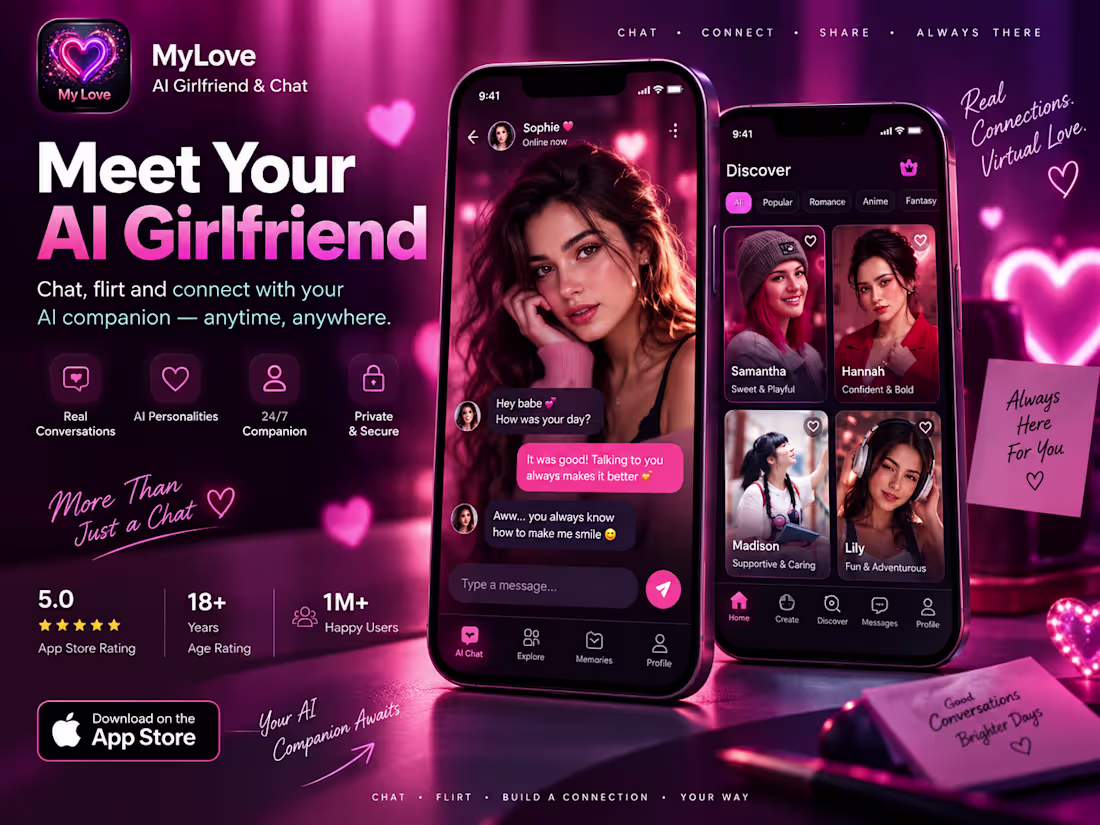 Cover image for MyLove AI Girlfriend & Chat mobile app developed