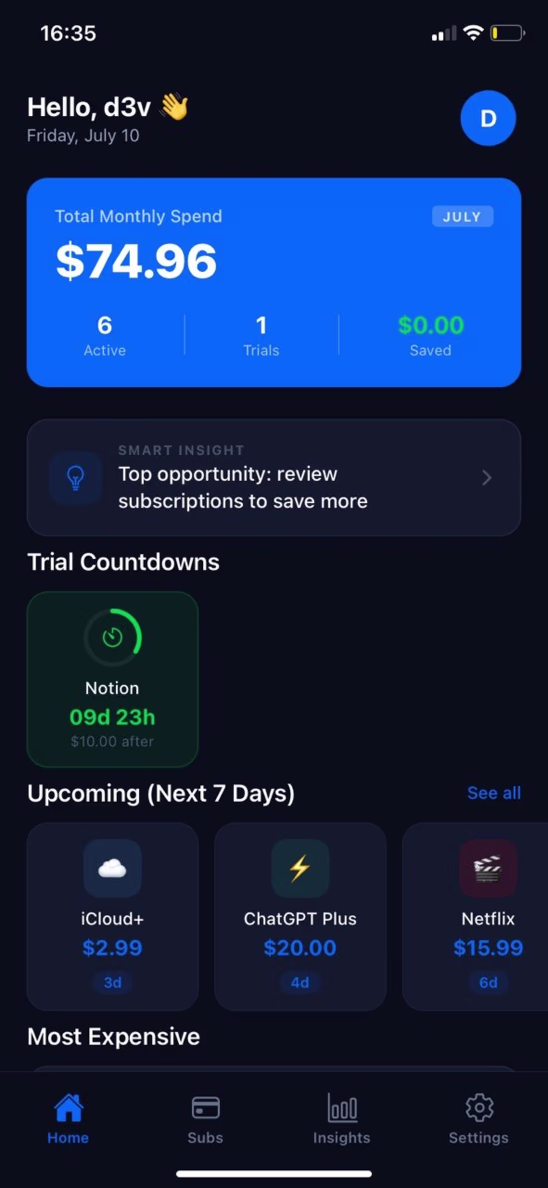 Cover image for Spendlr — A subscription tracking mobile
