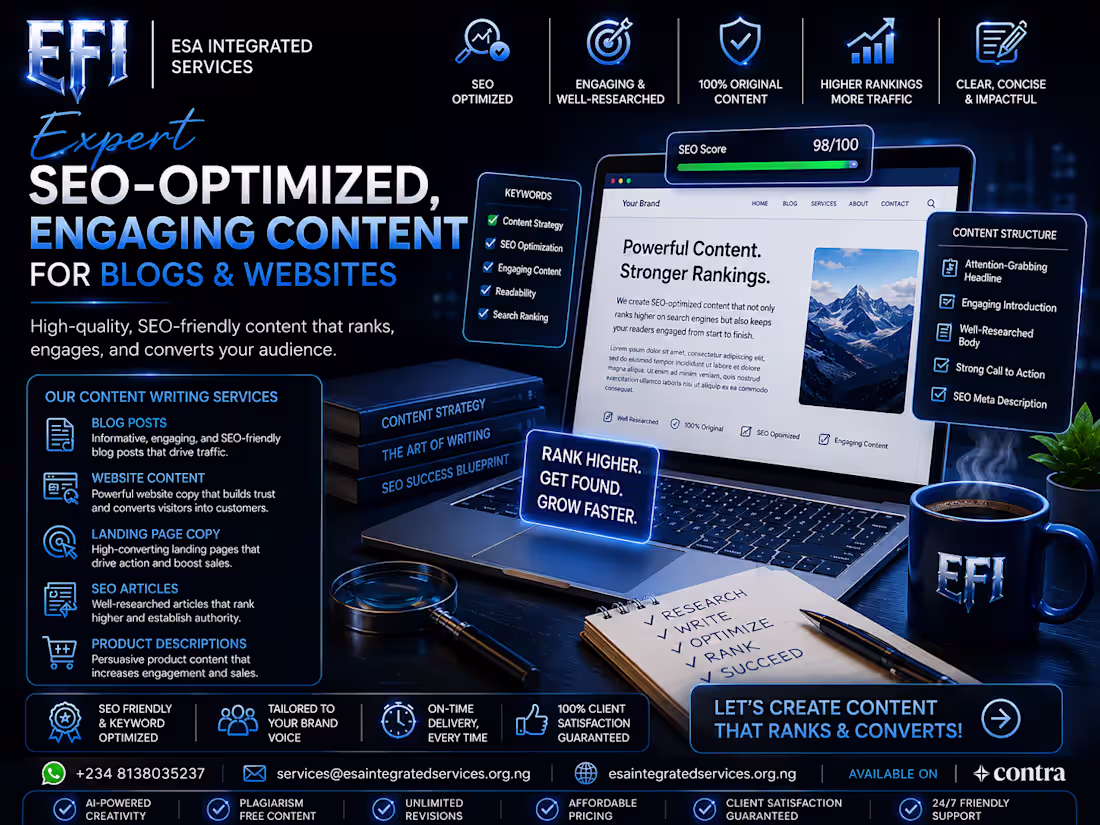 Cover image for Expert SEO-Optimized, Engaging Content for Blogs & Websites