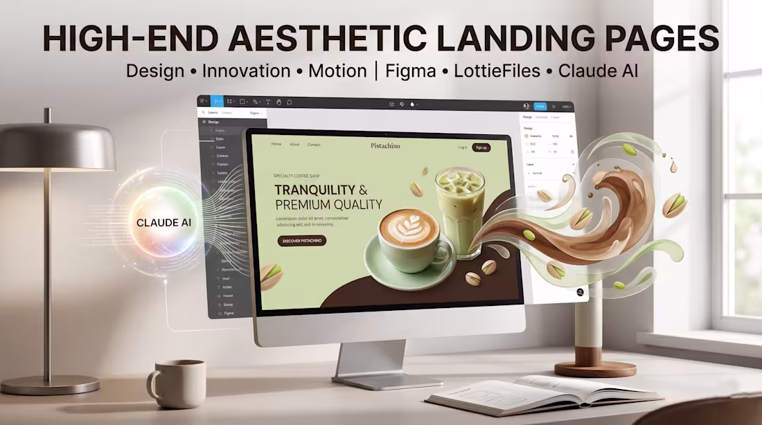 Cover image for High End Aesthetic Landing Page Design (Figma + Lottie)