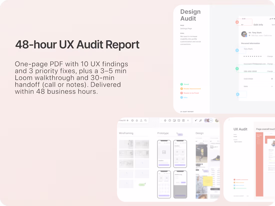 Cover image for 48-hour UX Audit (SaaS / e-commerce) — €300 fixed