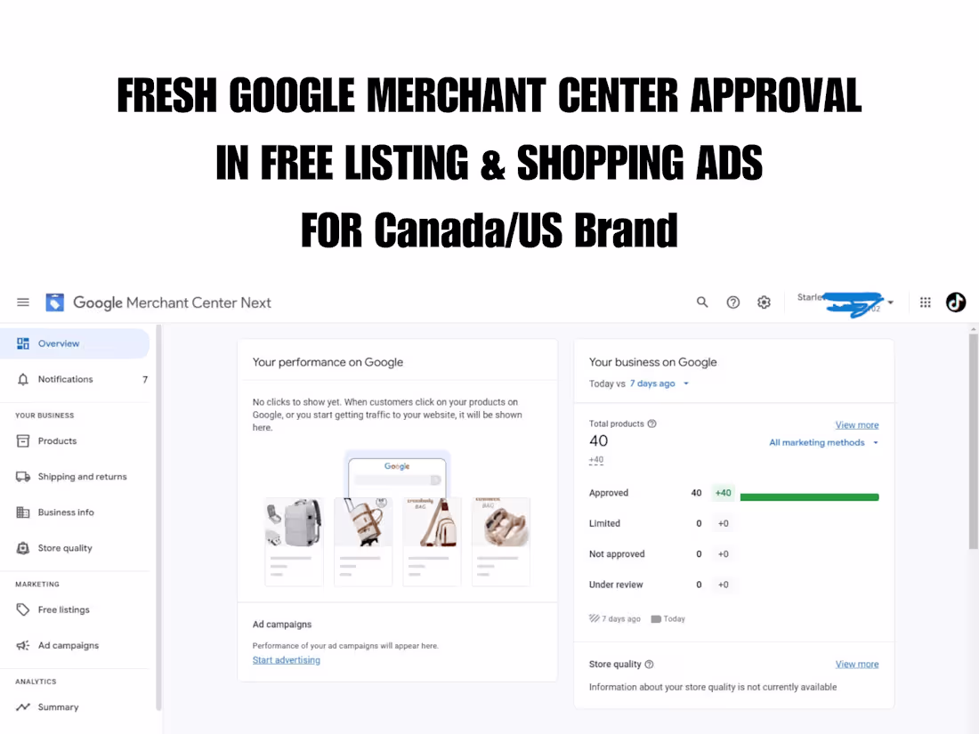 Cover image for You will get Fresh Google Merchant Center of Any Country