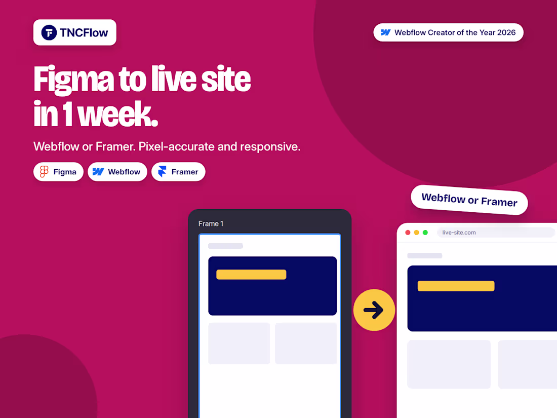Cover image for Figma to Webflow or Framer: Landing Page in 1 Week