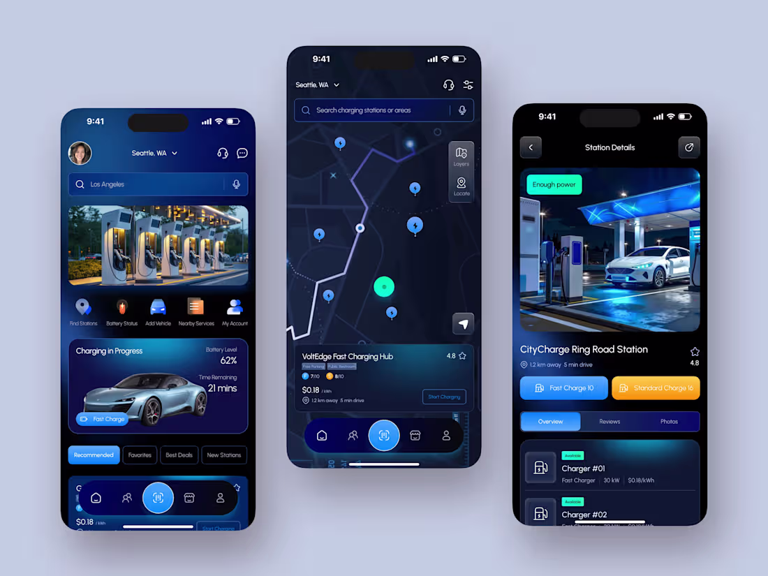 Cover image for EV Charging Station App UI