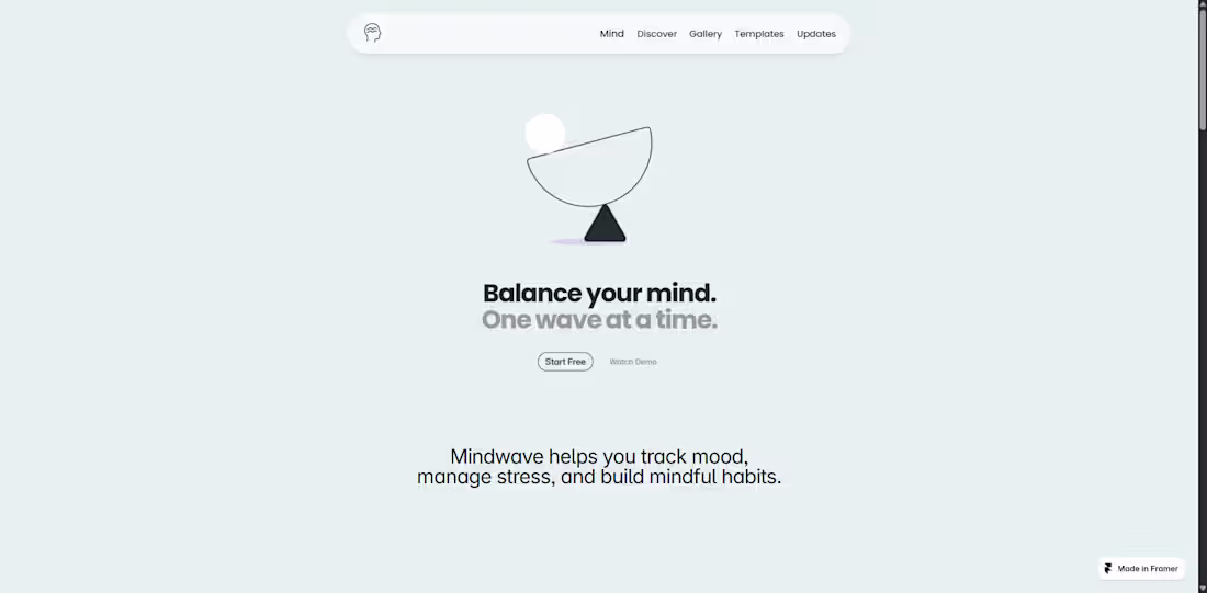 Cover image for Mindwave Mental Wellness App Landing Page Design
