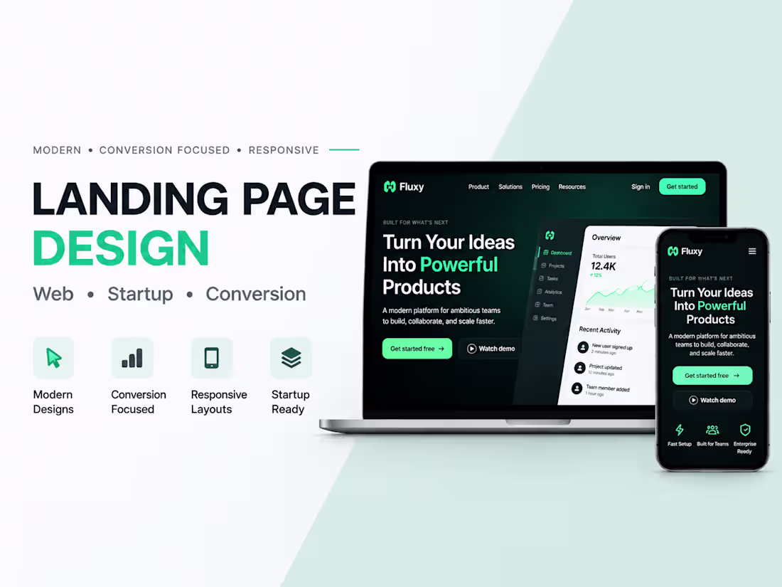Cover image for Modern Landing Page UI Design for Startups