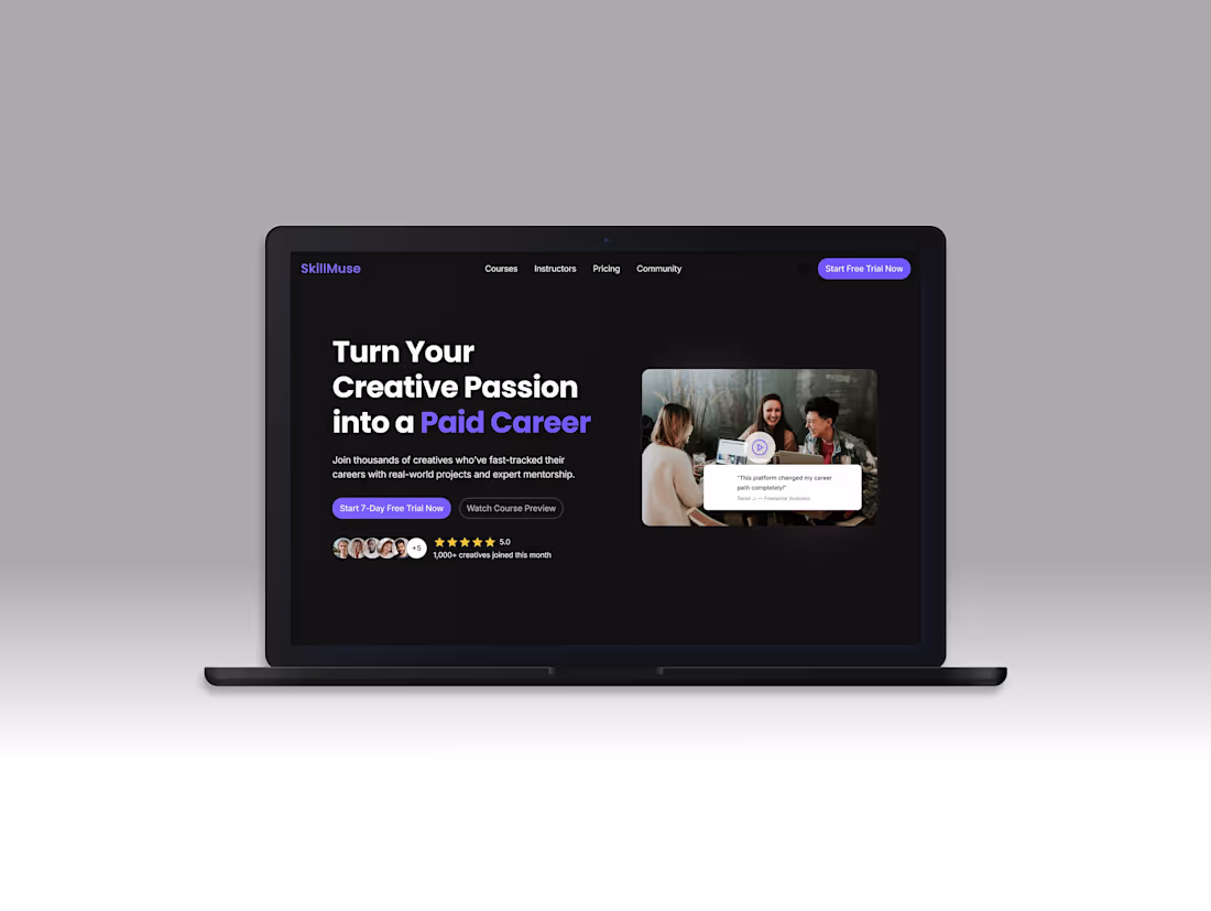 Cover image for SkillMuse landing page template design and development