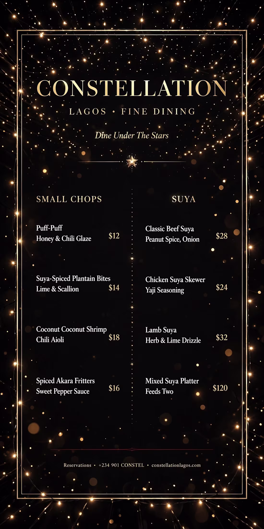 Cover image for Luxury fine dining menu for