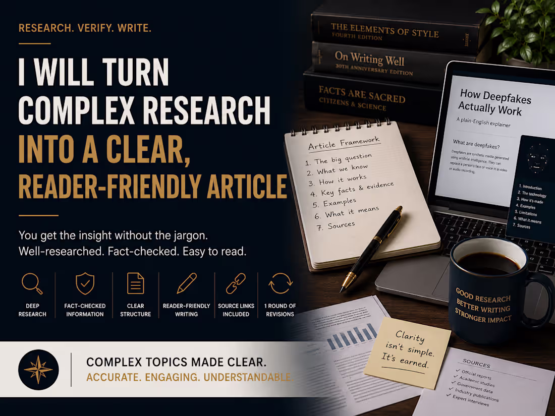 Cover image for I will turn complex research into a clear, reader-friendly artic