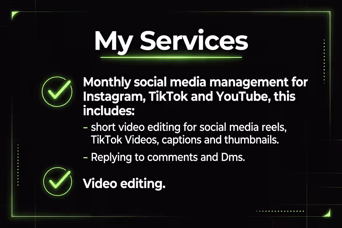 Cover image for SOCIAL MEDIA MANAGEMENT AND VIDEO EDITING 