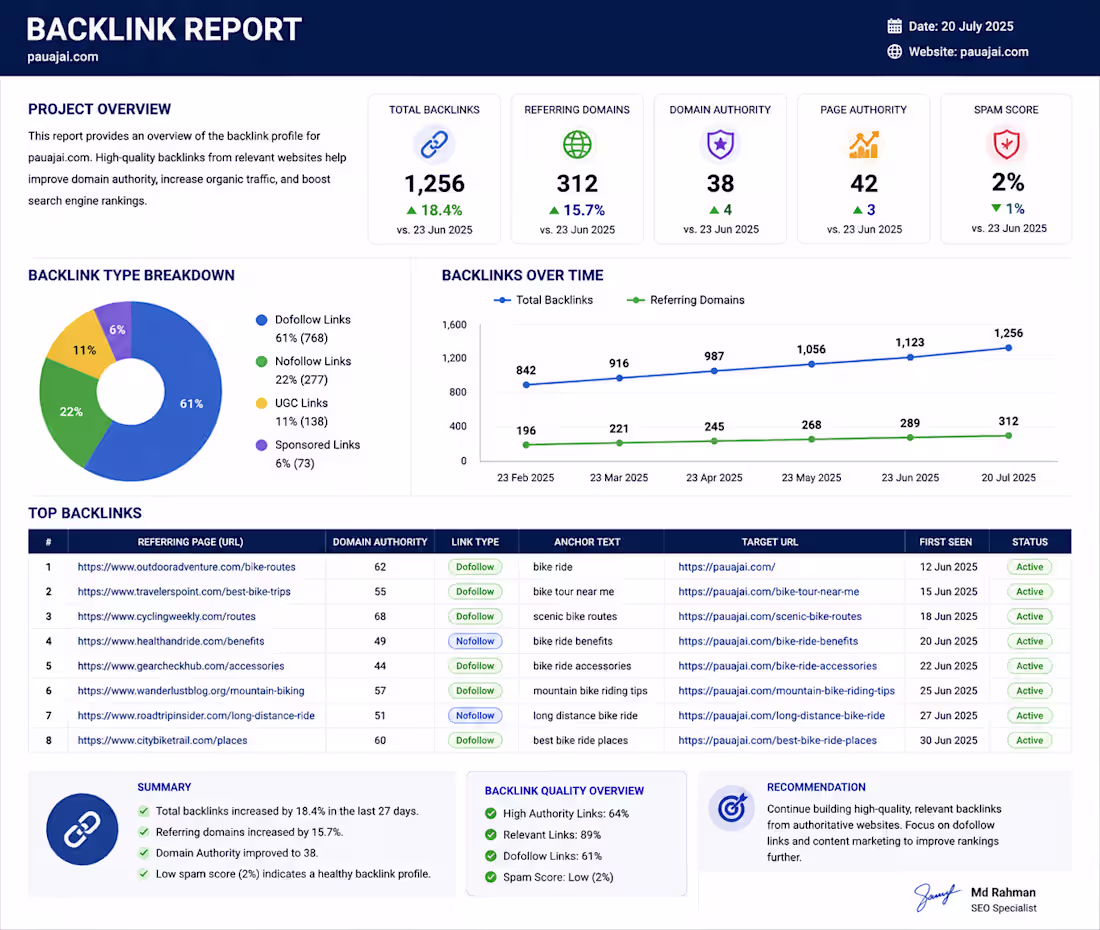 Cover image for Project Title:
Backlink Audit & High-Quality